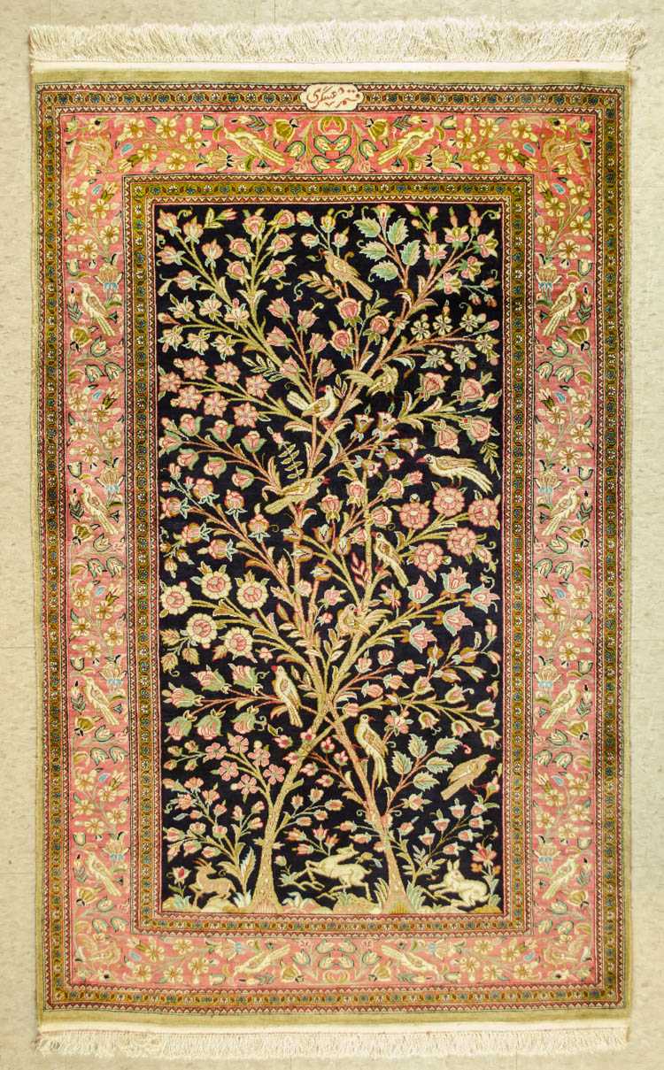 Appraisal: CONTEMPORARY PERSIAN SILK QOM WALL RUG Qom Province northern Iran