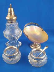 Appraisal: A pair of silver mounted cut glass salts Birmingham with