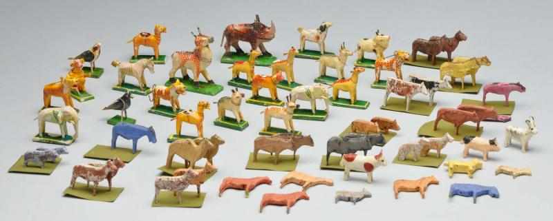 Appraisal: Lot of Wood and Papier-Mache Animals Description animals stamped India