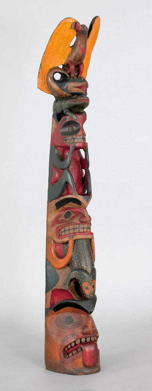 Appraisal: Northwest coast carved and painted totem ca with various stylized