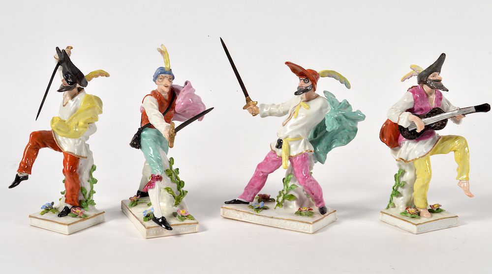 Appraisal: Four Meissen Commedia Dell'Arte Figures Four unique porcelain figures Each