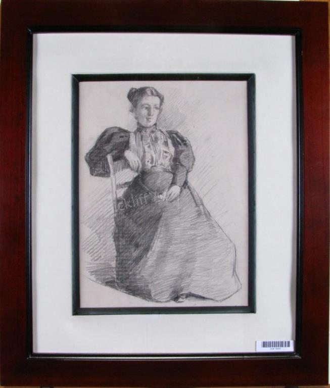 Appraisal: William J Forsyth IN - x Graphite unsigned Woman in