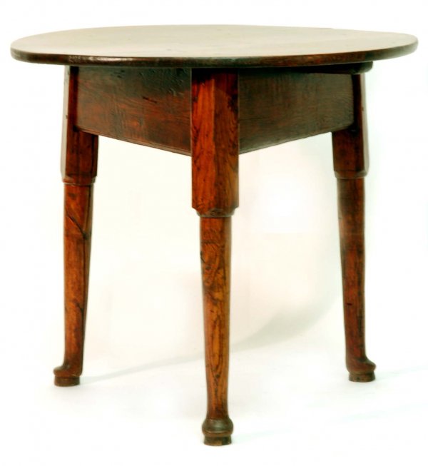 Appraisal: Queen Anne tavern table Three tapered legs ending in pad