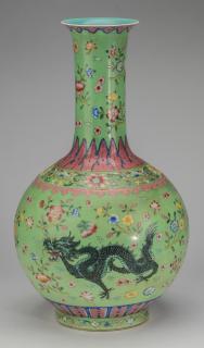 Appraisal: Chinese famille verte dragon vase h Chinese famille verte bottle