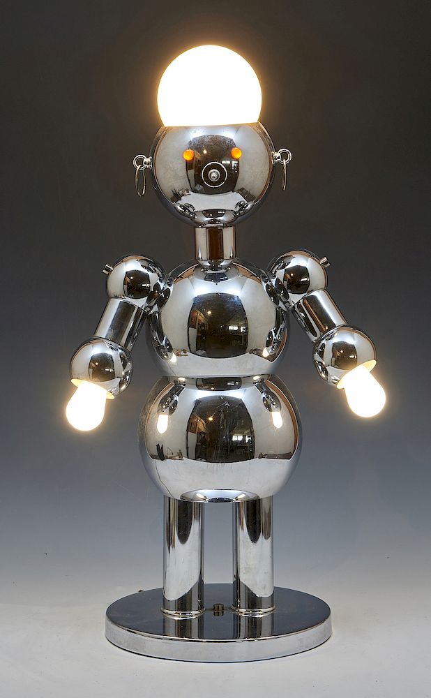 Appraisal: Torino Chrome Robot Lamp Torino Lamp Company Italy chrome male