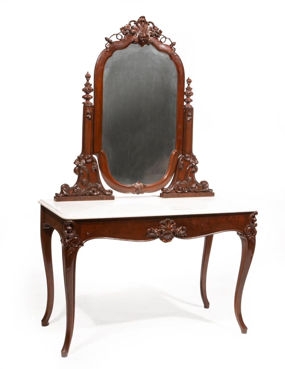 Appraisal: American Rococo Carved Rosewood Lady's Dressing Table mid-to-late th c