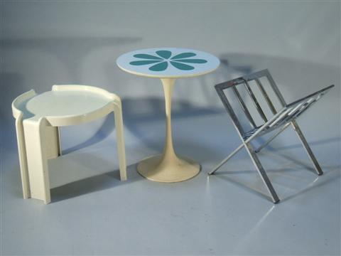 Appraisal: KARTELL WHITE TABLE TOGETHER WITH TWO ITEMS The plastic end