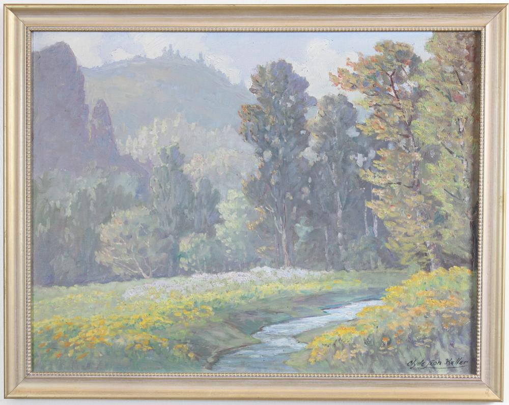 Appraisal: CLYDE LEON KELLER Oregon - oil on board Hazy Morning