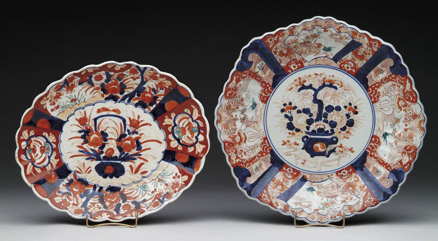 Appraisal: TWO ANTIQUE IMARI PLATTERS - dia hexagonal shaped platter with