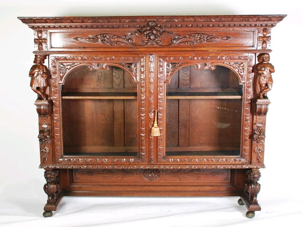 Appraisal: LATE NINETEENTH CENTURY CONTINENTAL CARVED OAK SUPERSTRUCTURE the moulded cornice