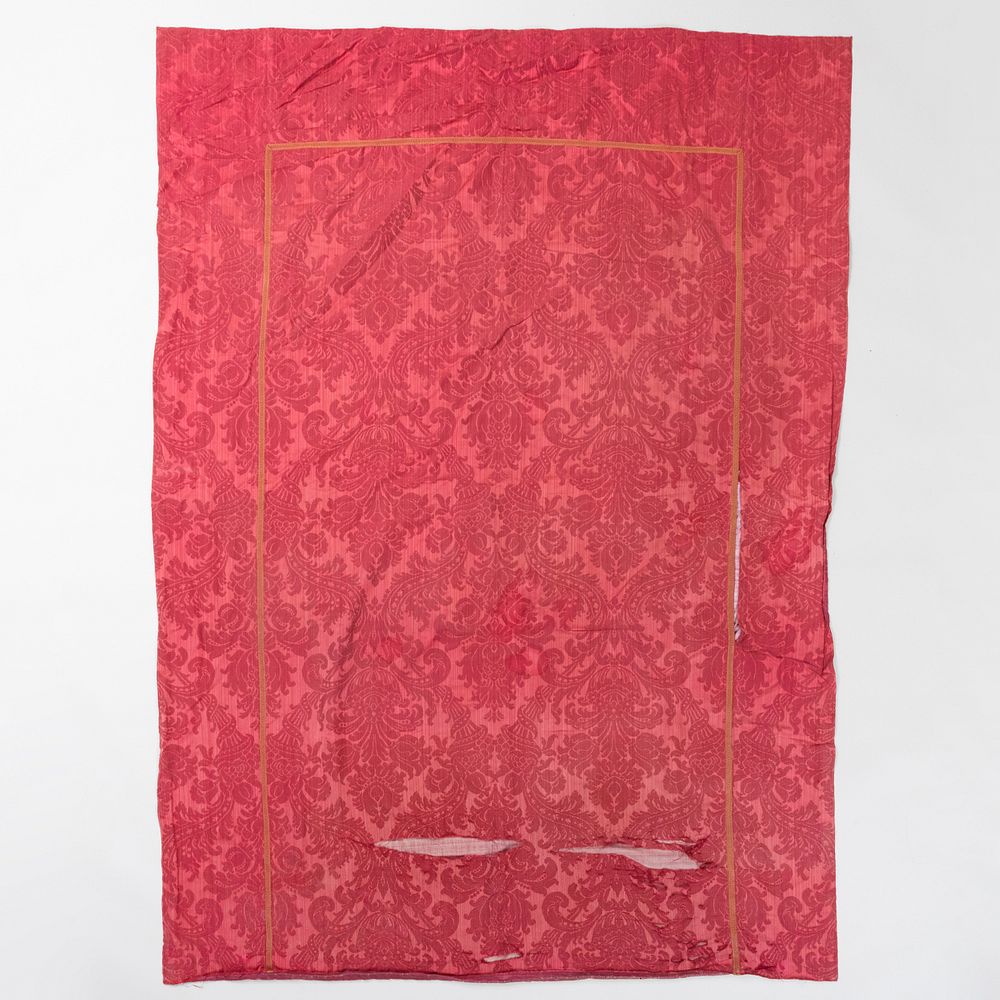 Appraisal: Six Assorted Italian Textiles Comprising A Scarlet Cut-Velvet Panel With