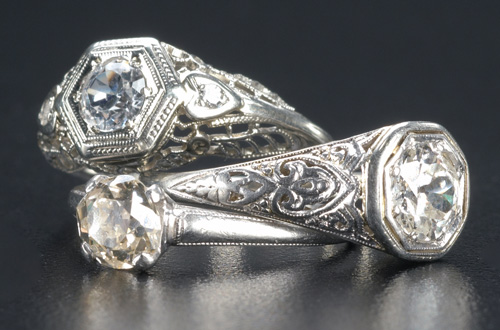 Appraisal: Two diamond rings and a white sapphire ring with pt