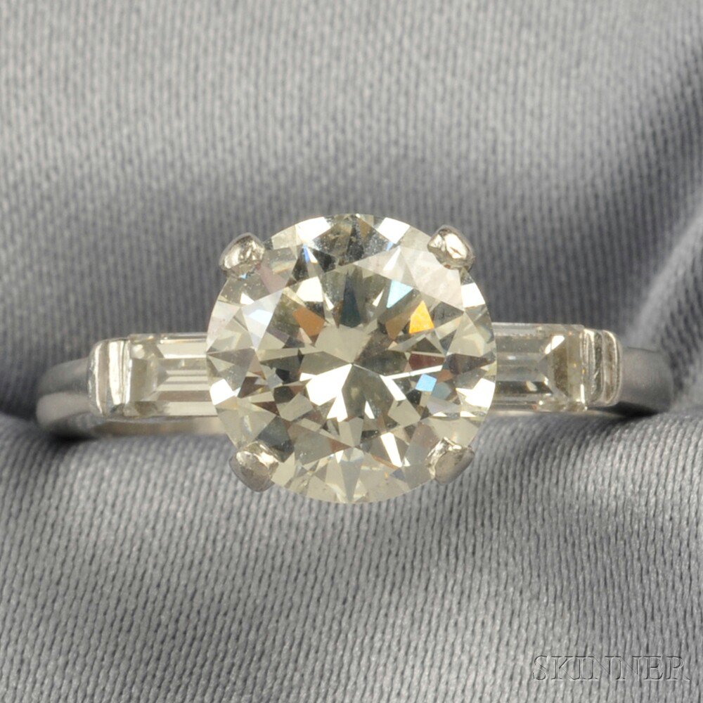 Appraisal: Platinum and Diamond Solitaire prong-set with a full-cut diamond weighing