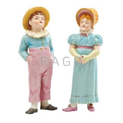 Appraisal: PAIR OF ROYAL WORCESTER PORCELAIN FIGURAL SUGAR Condition Report