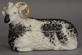 Appraisal: Russian porcelain box in the form of a ram polychrome