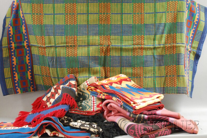 Appraisal: Eight Vintage Indian Trade Pattern Blankets including Beacon-type and a