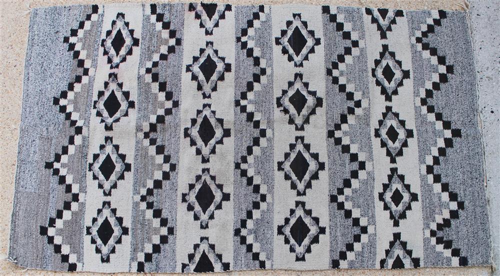 Appraisal: NAVAJO HOMESPUN WOOL WEAVING black white and shaded gray -