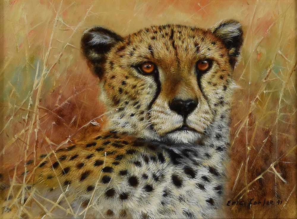 Appraisal: Eric Forlee Cheetah Painting Oil on Canvas Eric Forlee b