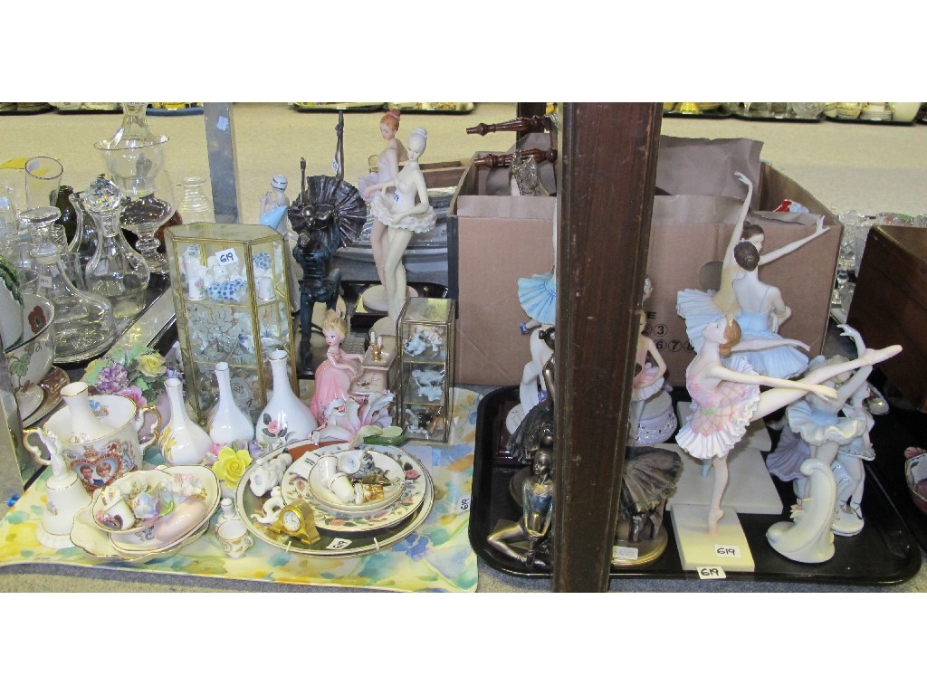 Appraisal: Three trays and a box containing ballerina figures ornaments etc