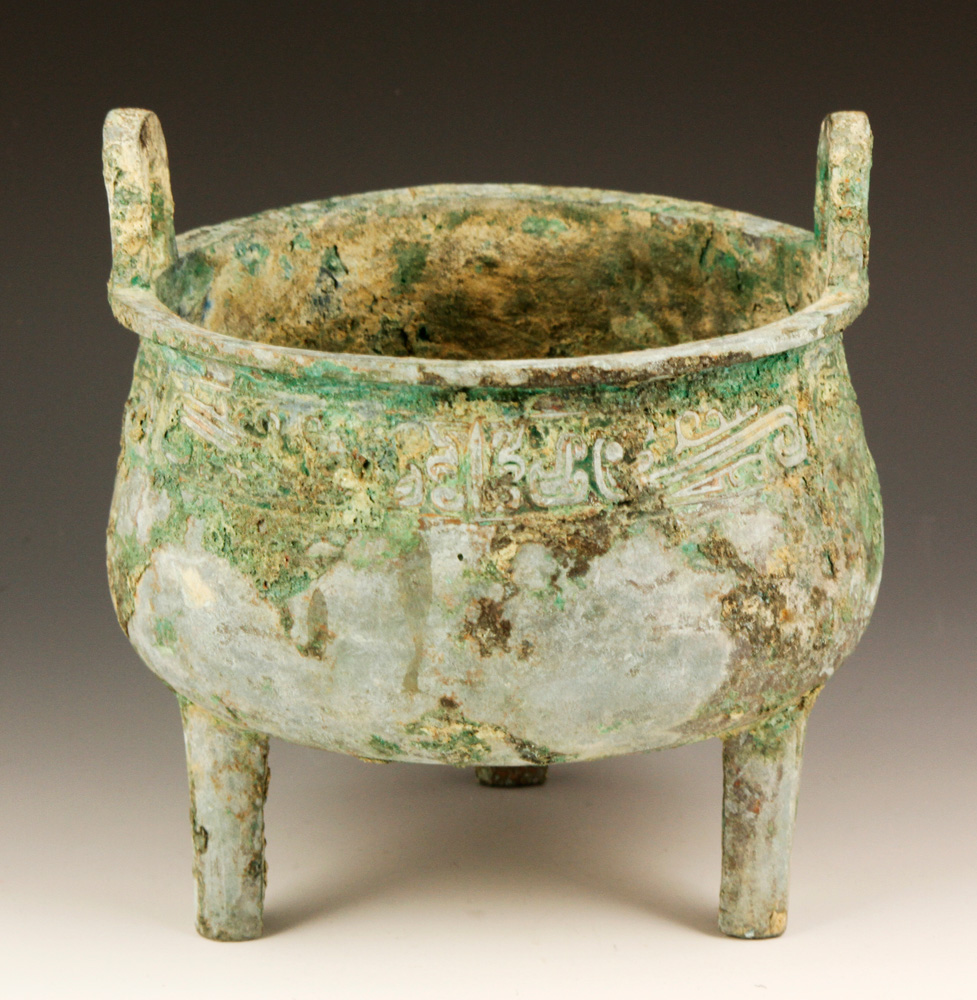 Appraisal: - Chinese Bronze Censer Bronze censer China with three legs