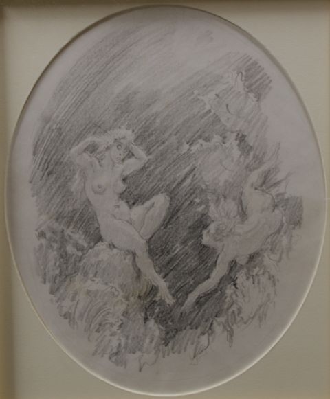 Appraisal: Norman Lindsay - Two Water Nymphs circa pencil The Bloomfield