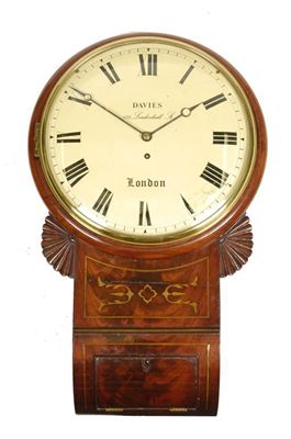 Appraisal: A th century mahogany and brass marquetry drop dial wall