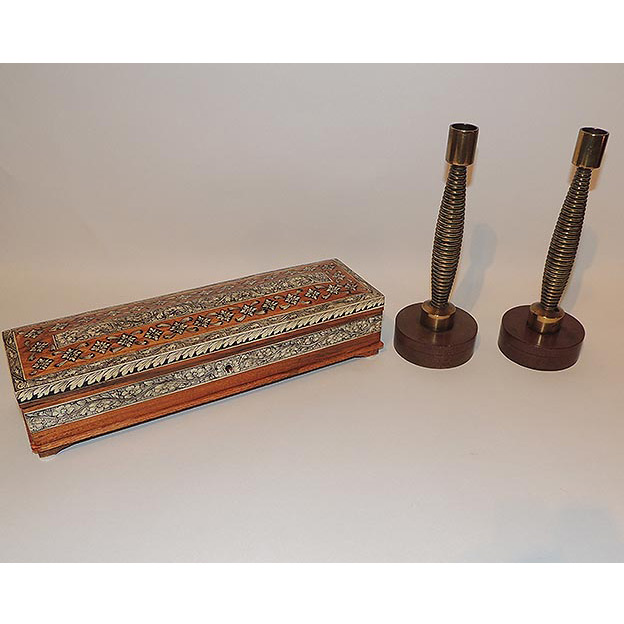 Appraisal: Group of Desk Accessories Comprising a bone inlaid hardwood pen