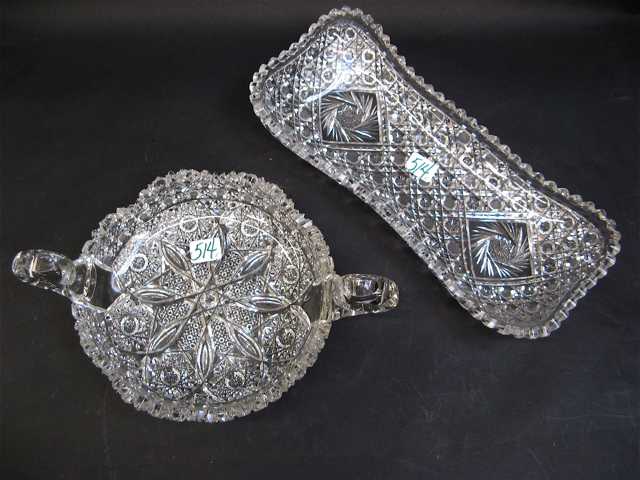 Appraisal: TWO AMERICAN BRILLIANT CUT CRYSTAL TABLE ITEMS c oblong rectangular