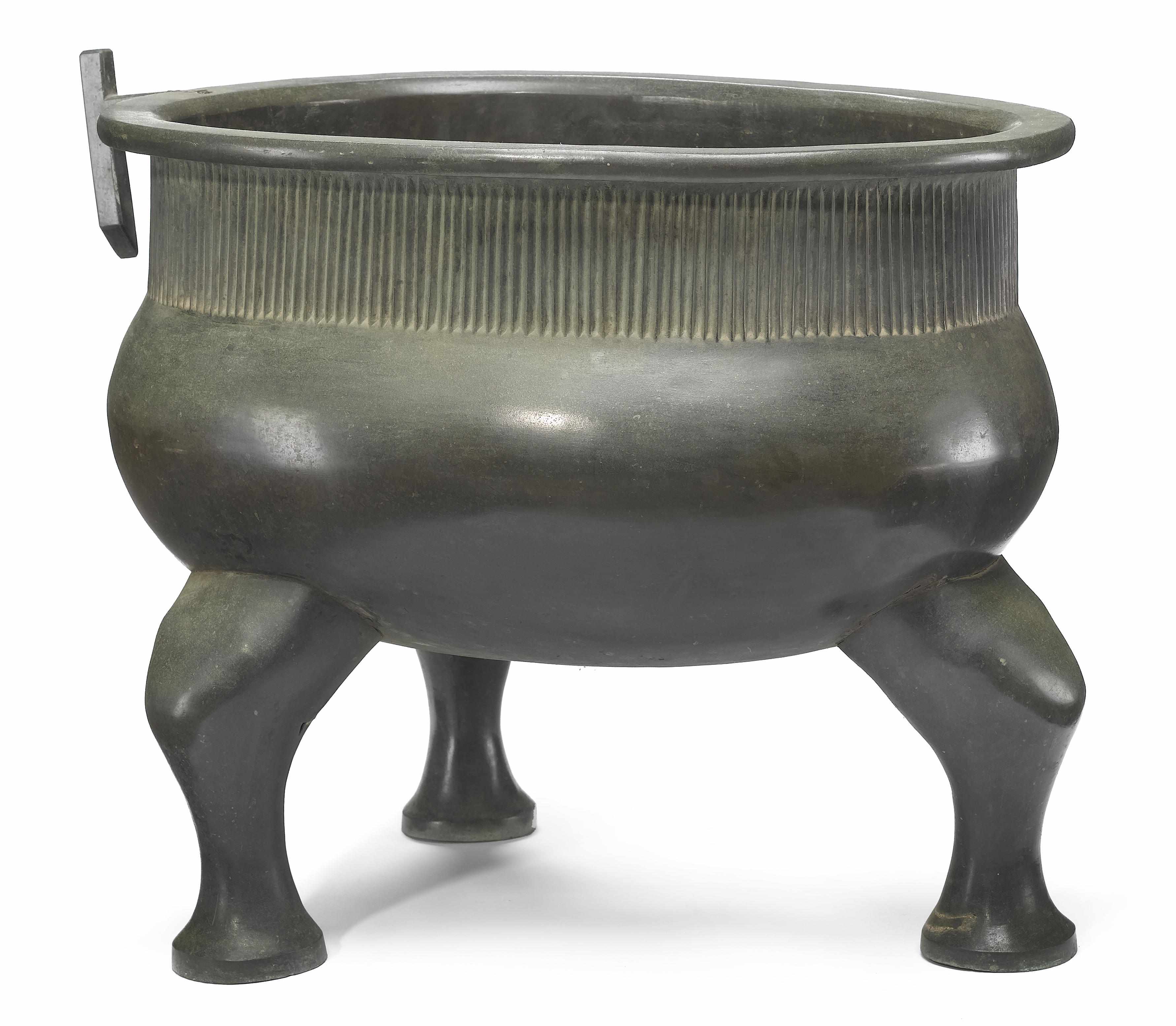 Appraisal: A Roman style bronze jardinire late th century With fluted