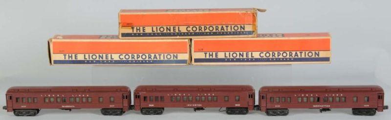 Appraisal: Lot of Lionel O-Gauge Madison Cars in OB Description Post-war