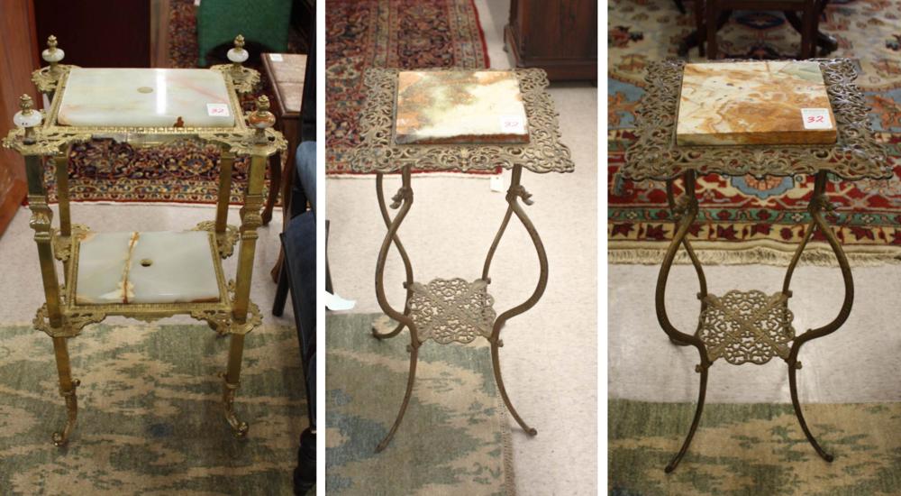 Appraisal: THREE POST-VICTORIAN METAL STANDS American early th century a pair