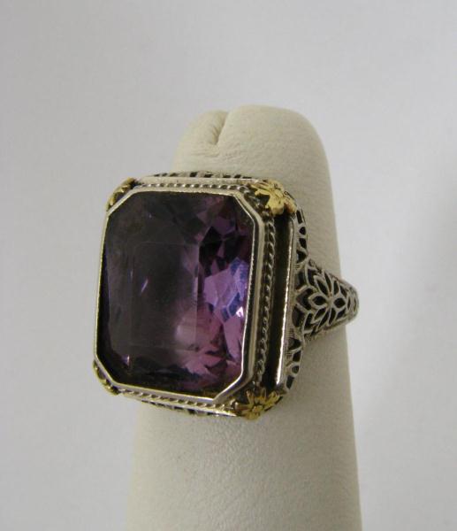 Appraisal: A K White Gold Filigree Lady's Ring with yellow gold