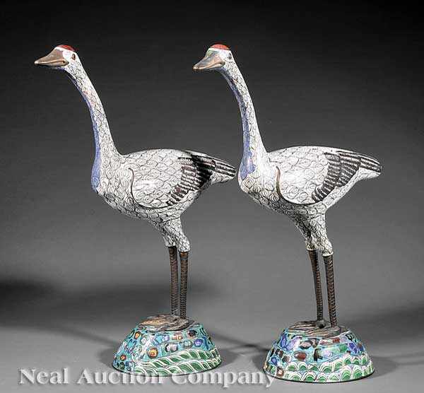 Appraisal: A Pair of Chinese Cloisonn Enamel Geese th c the