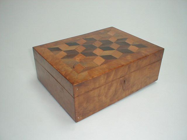 Appraisal: A thC satin walnut work box the cover with a