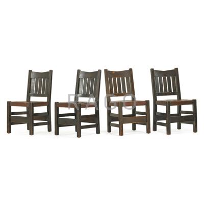 Appraisal: GUSTAV STICKLEY Set of four V-back dining chairs Eastwood NY