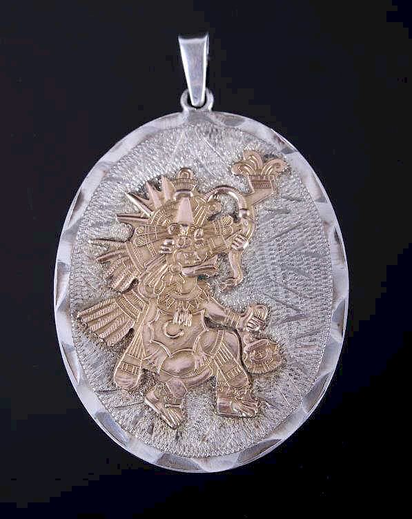 Appraisal: Sterling Silver Gold Fill Mayan Warrior Pendant For sale in