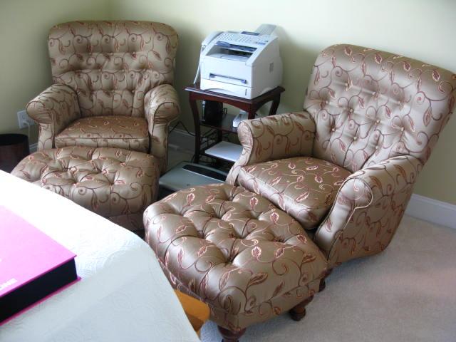 Appraisal: Pair of Upholstered Club Chairs with satin brocade foliate gold