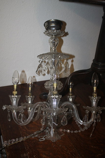 Appraisal: A GLASS FIVE BRANCH CHANDELIER and a pair of similar