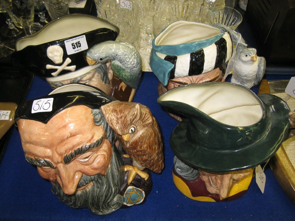 Appraisal: Lot comprising four Royal Doulton character jugs 'Merlin' D 'The