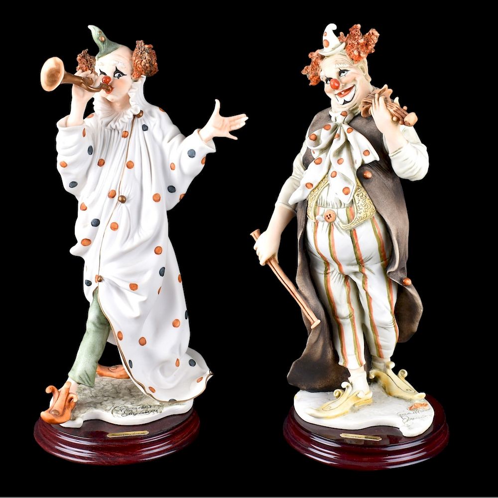 Appraisal: Two Giuseppe Armani Figurines Two Giuseppe Armani Polychrome Porcelain Clown