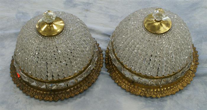 Appraisal: Pair of gilt bronze and crystal ceiling fixtures diameter x