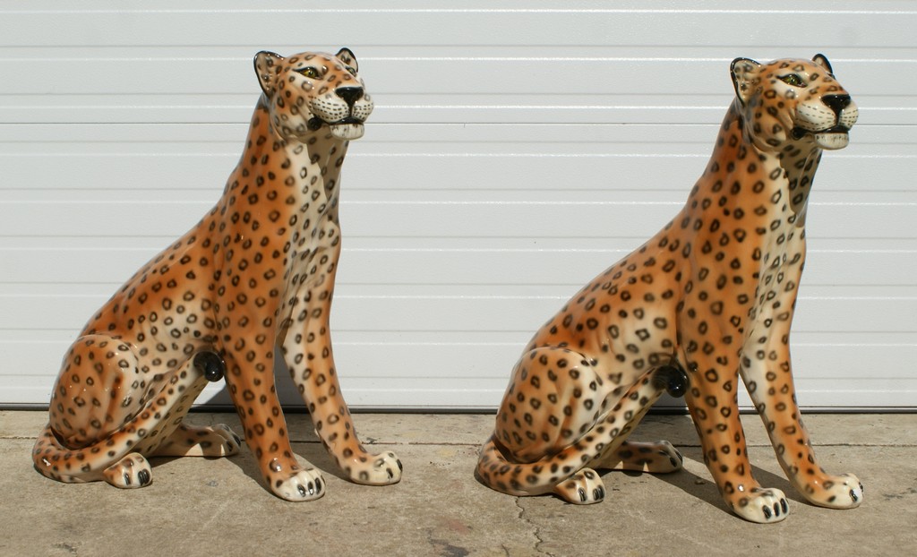 Appraisal: Pair of Ceramic Cheetahs both have minor paint loss and