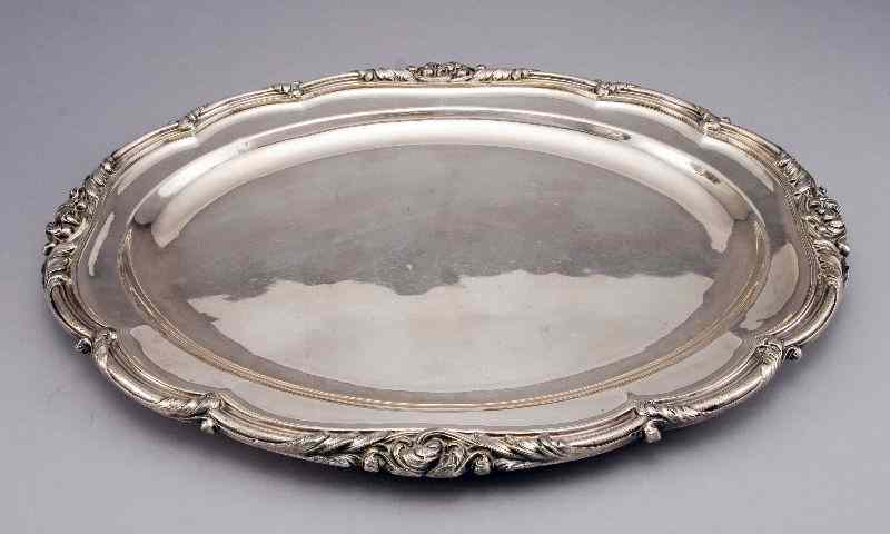 Appraisal: Matthew Boulton old Sheffield plate trayhaving an acanthus leaf border