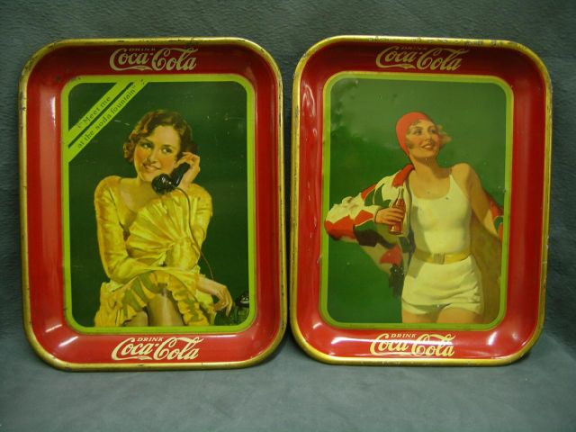 Appraisal: Two Original Coke trays one depicting Telephone Girl good overall