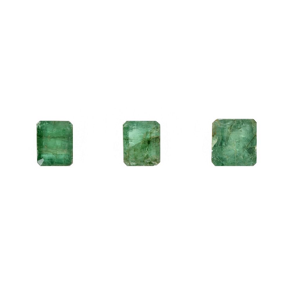 Appraisal: Three GIA Certified Emeralds Three GIA Certified Emeralds This lot