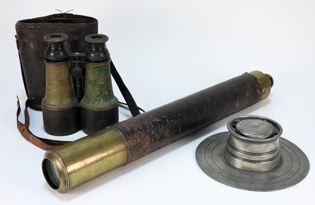 Appraisal: PC MARITIME BINOCULAR TELESCOPE INKWELL GROUP United StatesEarly th CenturyIncludes