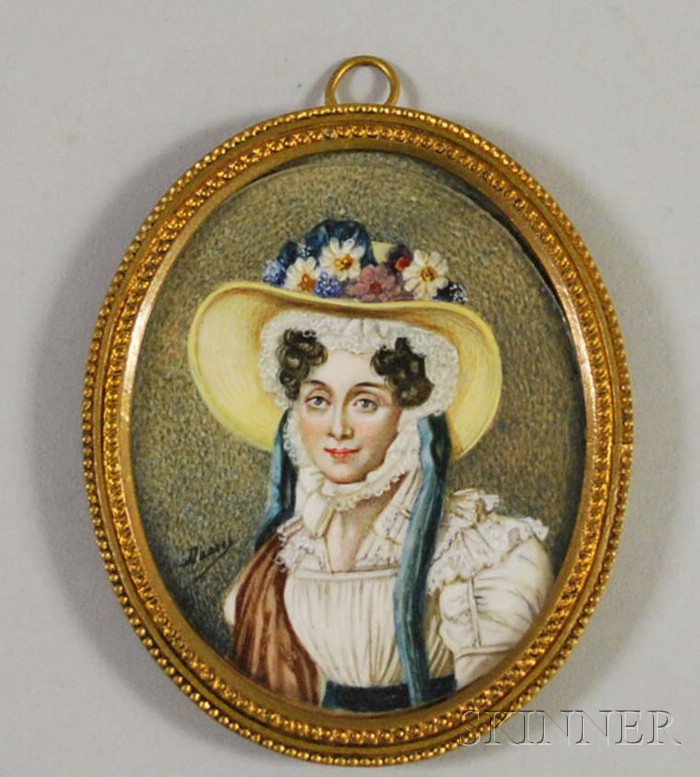 Appraisal: Framed Oval Miniature Painted Portrait on Ivory of a Woman