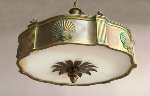 Appraisal: Brass chandelier with shell decoration h