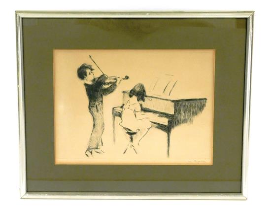 Appraisal: Margery Austen Ryerson American - etching depicts a musical duet