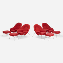 Appraisal: In the manner of Eero Saarinen LOUNGE CHAIRS AND OTTOMANS